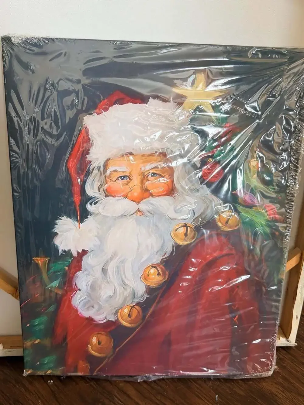Vintage Santa Claus Framed Canvas Wall Art - Classic Christmas Holiday Decor